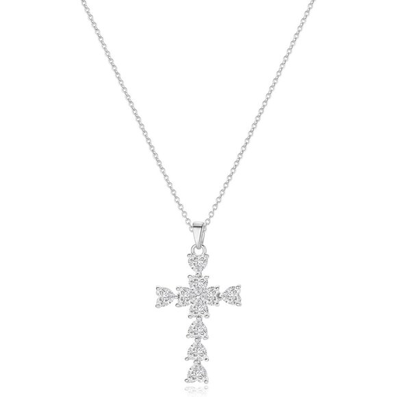 14K Gold Plated Cross Necklace with Cubic Zirconia - Elegant Christian Jewelry - Picture 1 of 6
